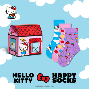 【2026新款Hello kitty联名礼盒】Happy Socks儿童可爱甜美中筒袜