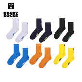 男女款 Happy Socks秋冬爆款 休闲白袜子纯色百搭中筒袜ins堆堆袜潮