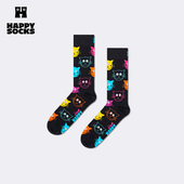创意猫咪图案袜子多巴胺中筒袜 Socks潮牌个性 25秋冬款 Happy