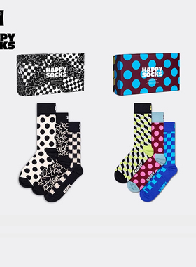 【创意礼盒】Happy Socks 经典波点3双装中筒袜潮流堆堆袜ins潮袜