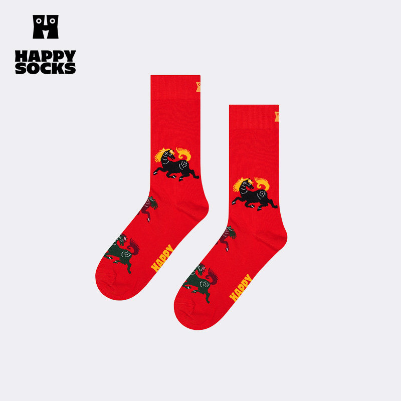 【马到成功系列】Happy Socks新年本命年红色袜子潮流百搭中筒袜
