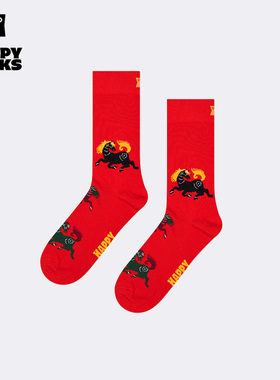 【马到成功系列】Happy Socks新品本命年红色袜子潮流百搭中筒袜