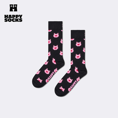 【春夏款】Happy Socks潮牌小猪中筒袜个性设计师创意图案袜子