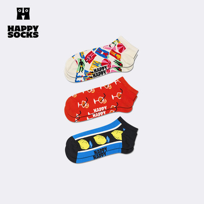 【夏季款】HappySocks潮牌多巴胺彩色个性短袜ins风小众3双装踝袜