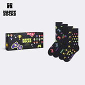 袜子节日送礼中筒袜 Sock像素电子游戏4双装 情人节礼盒 Happy