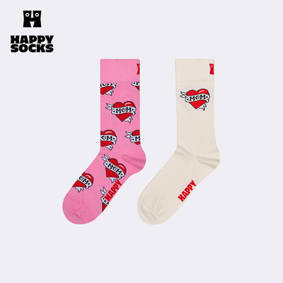 【春夏款】Happy Socks多巴胺时尚满印个性袜子爱心MOM中筒袜潮