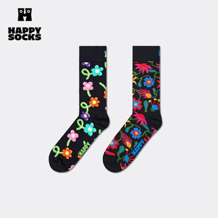 【春夏款】Happy Socks潮牌个性设计师花卉创意袜子个性中筒袜