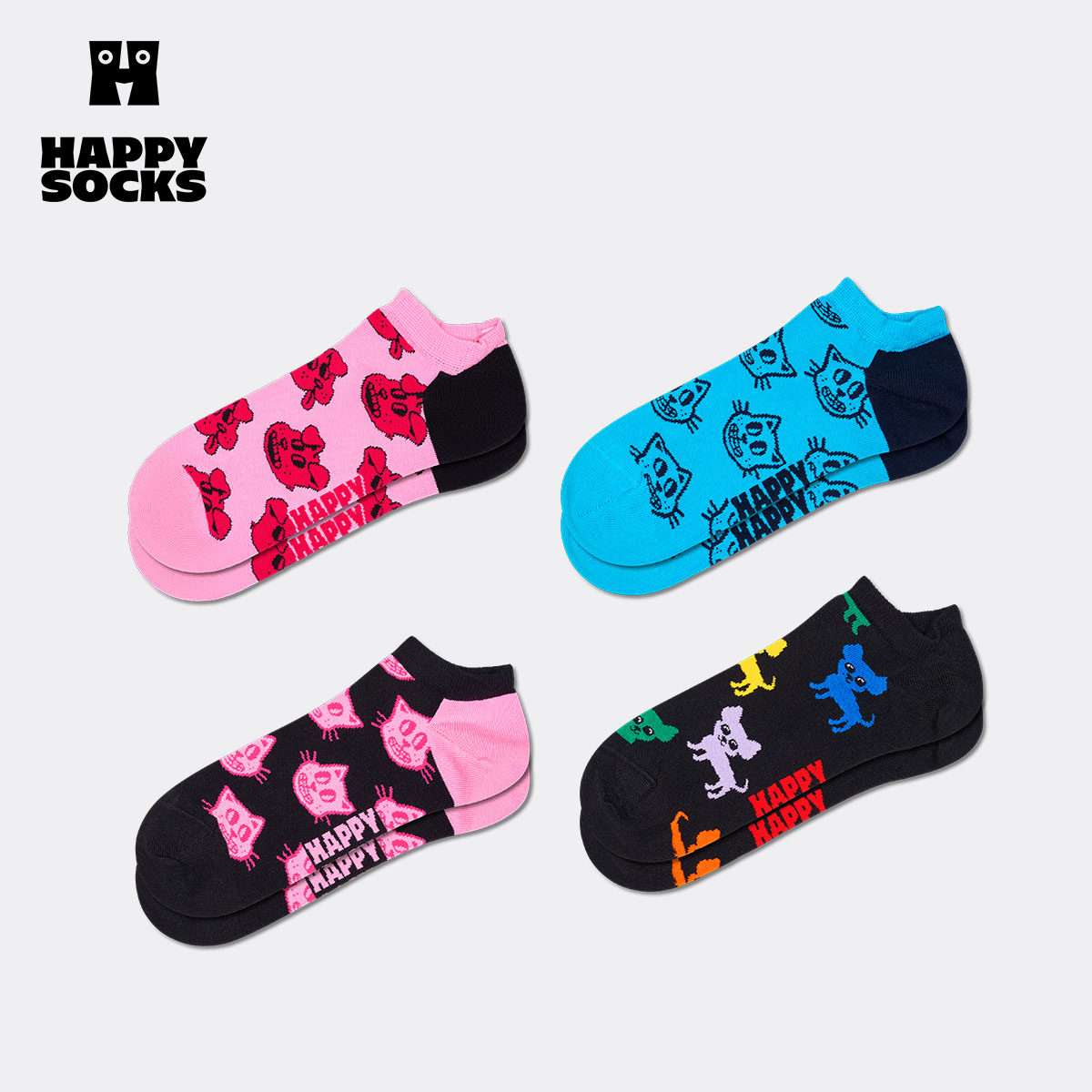 【2026新款】Happy Socks潮牌个性多巴胺棉袜子动物踝袜小众短袜