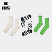 Happy Socks潮牌袜子女ins彩色多巴胺时尚 爱心波点白色外穿中筒袜