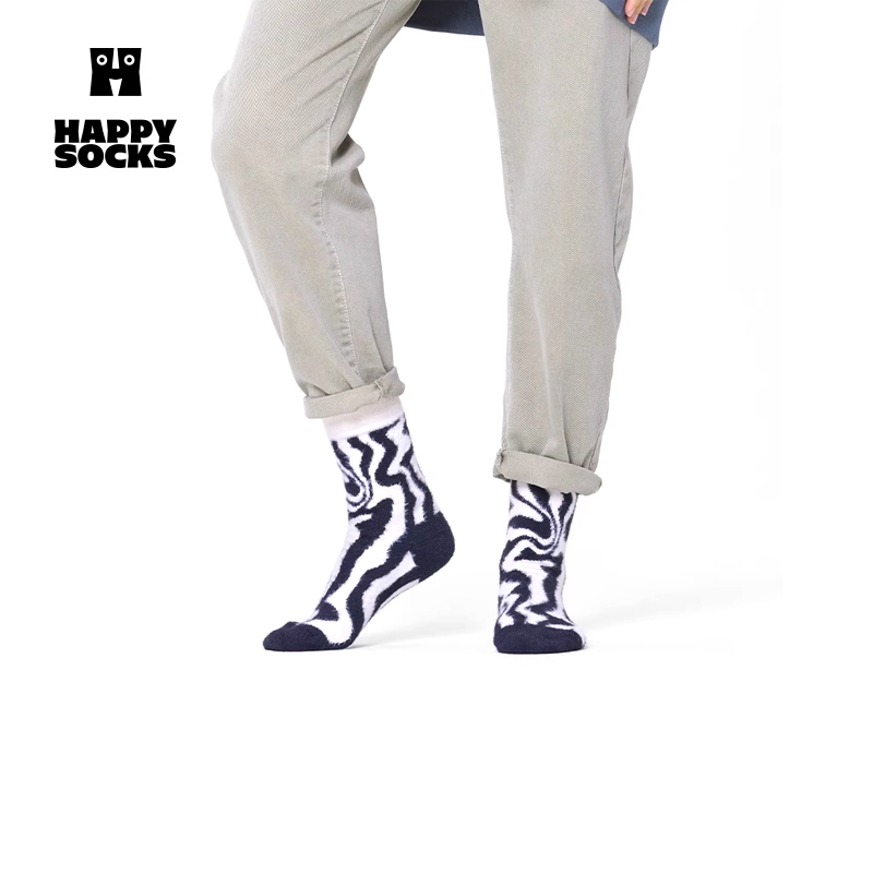 Happy Socks袜子女秋季款多巴胺啤酒棉袜中筒袜ins潮堆堆袜时尚袜