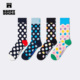 百搭个性 中筒袜 Socks潮牌经典 波点棉袜子时尚 2026新款 Happy