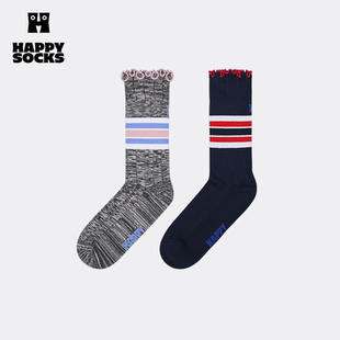 Socks潮牌创意百搭花边堆堆袜子个性 Happy ins中筒袜 2025新款