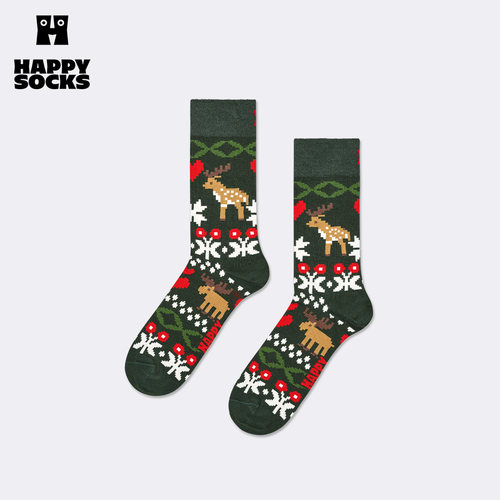 【2026秋冬新款】Happy Socks潮牌费尔岛风图案袜子小众中筒袜