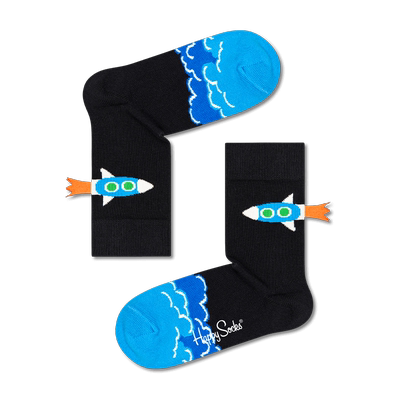 【3双立减】Happy Socks春款童袜多巴胺户外时尚拼接宇航员中筒袜