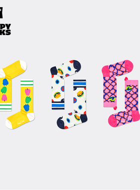 Happy Socks个性潮牌秋冬款童袜多巴胺格纹水果可爱兔时尚袜子