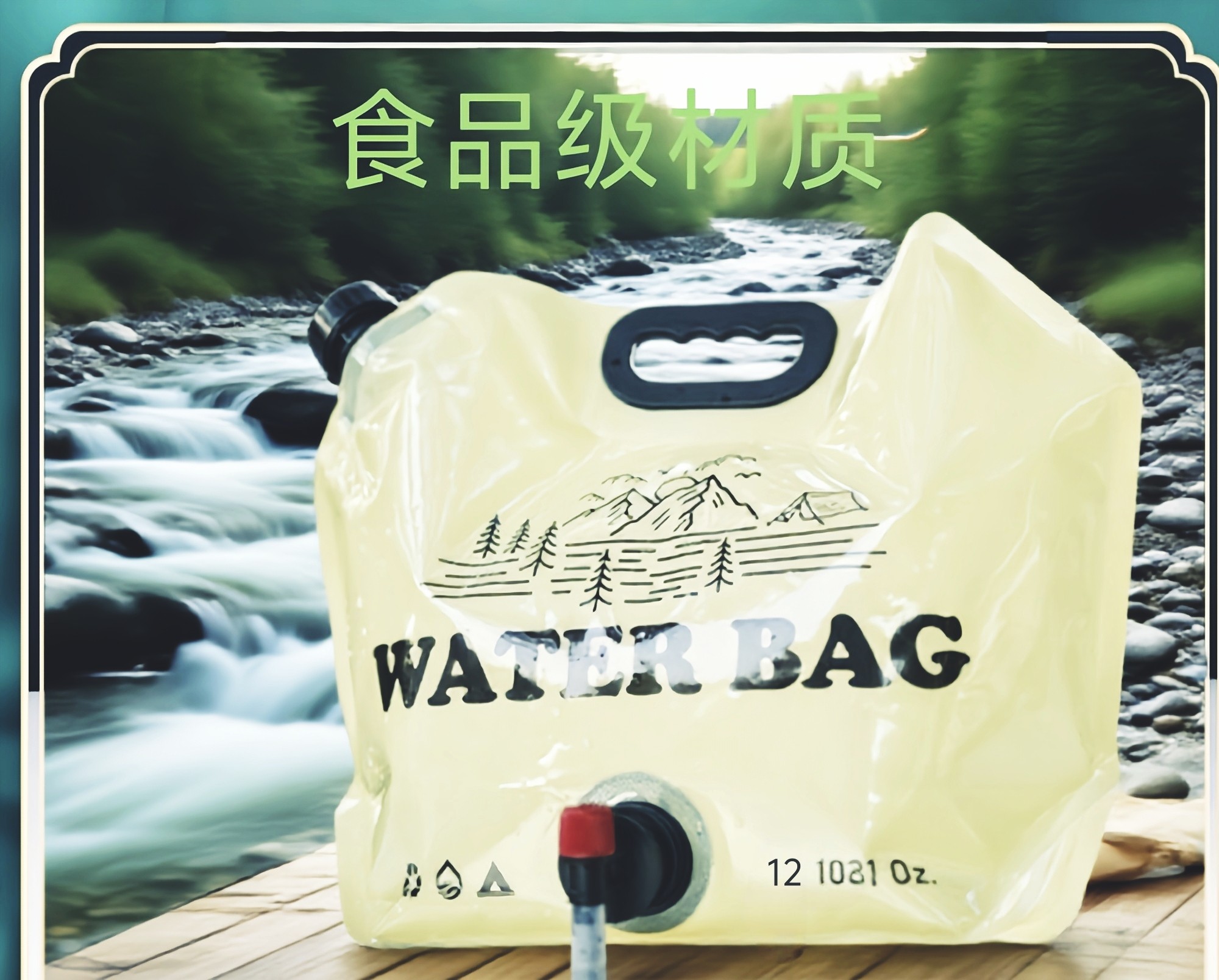 特惠成人便携防水水袋户外加厚带水龙头手提储水桶露营车载旭东