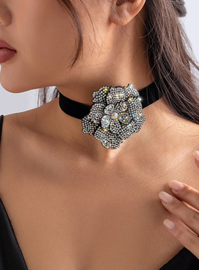 Vintage collar with rose tassel and floral necklace玫瑰项链