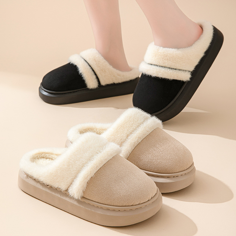 Women's thick soled velvet cotton slippers冬天女人加绒棉拖鞋