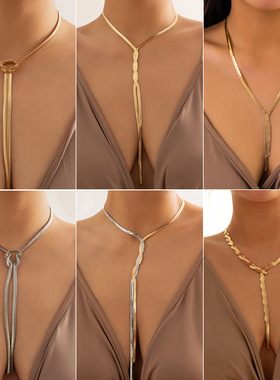 Long snake bone chain neck chain tassel necklace女流苏项链