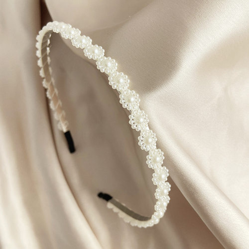 Women's knotted pearl headband headdress bow hair clip