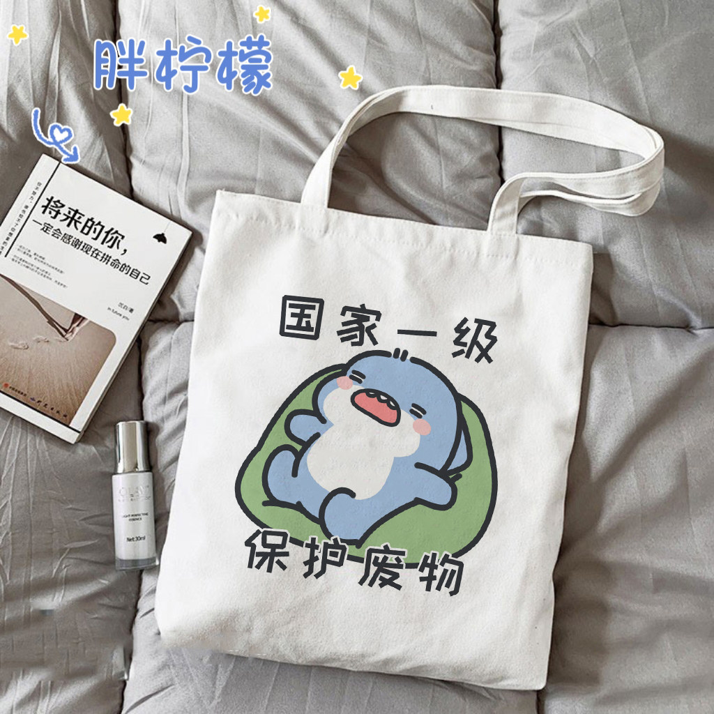 呆萌肥肥鲨帆布袋学生练习册包
