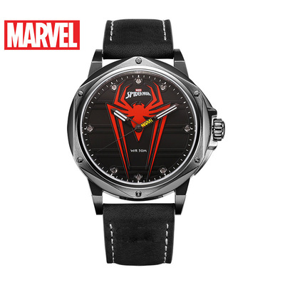 MARVEL漫威蜘蛛侠男士石英新款皮带潮流个性防水夜光腕表1158特