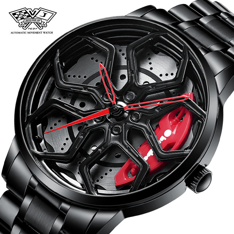 svj2022进口机芯轮毂手表男大牛汽车改装主题立体镂空表液压手表