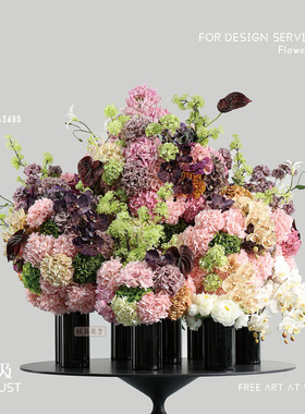 妖及轻奢黑色直筒仿真花桌面摆件