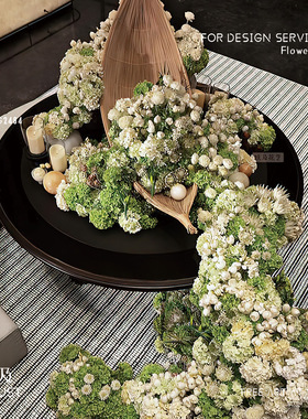 妖及 酒店大堂定制大花售楼处桌面摆件 景观架构悬吊花艺装饰摆件