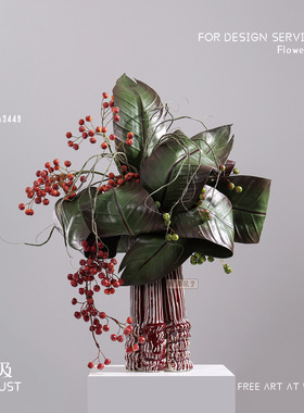 法式轻奢陶瓷绿色仿真花