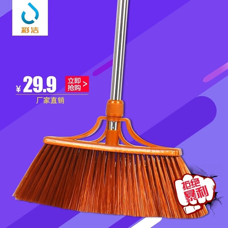 软毛扫把扫帚加长不锈钢杆PET丝塑料大号扫地木地板笤帚单个包邮