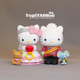 正版kitty猫丹尼尔公仔结婚造型手办车载蛋糕装饰摆件婚礼伴手礼
