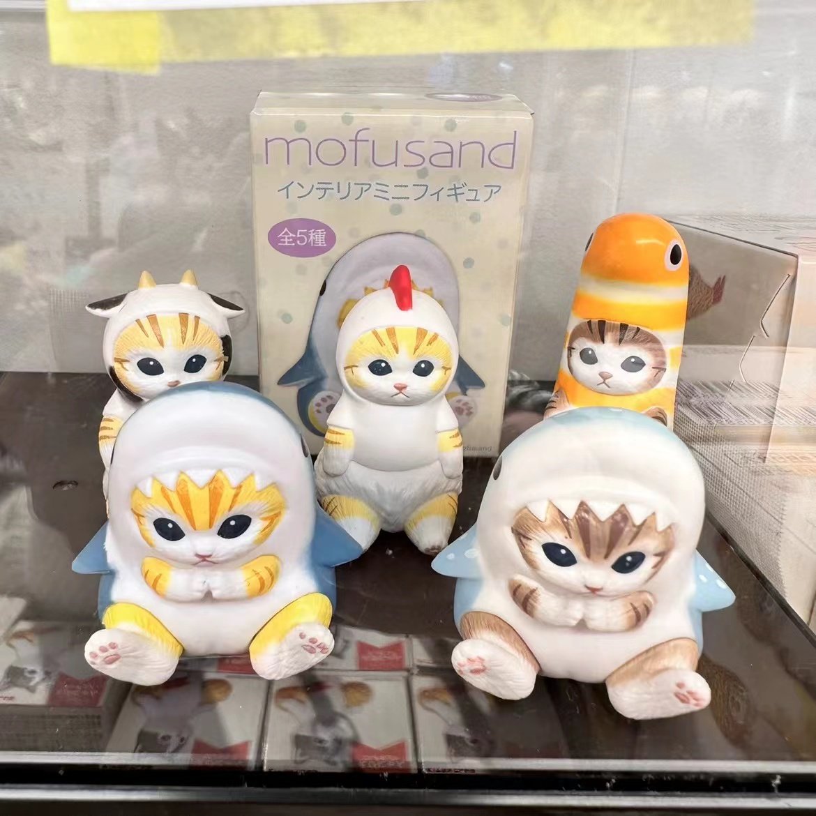 网红鲨猫公仔鲨鱼猫手办盲盒小猫咪模型迷你玩偶可爱桌面装饰摆件