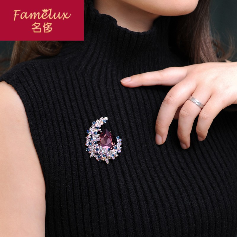 胸针胸花别针施华水晶奢华大气高档个性西装百搭配饰女潮流WL0624