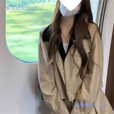 英伦风套装卡其色短款翻领夹克外套女秋季百褶半身裙小个子两件套