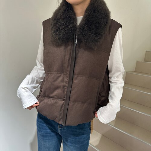 秋冬百搭鹅绒羊羔毛领马夹女