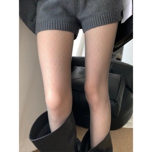 miu系灰色菱格显瘦0d高透超薄丝袜搭配靴子防勾丝复古慵懒打底裤