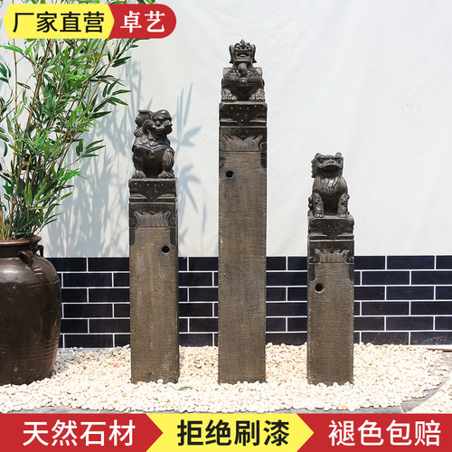 天然青石石雕拴马桩 整料雕刻 手工雕刻