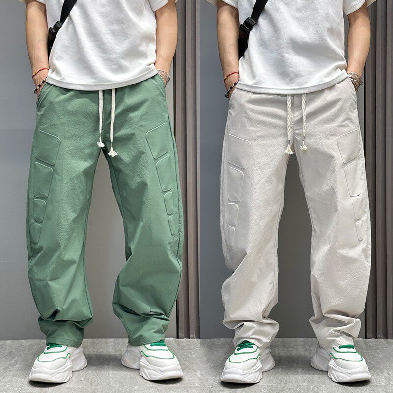 型男弯刀裤夏季薄款速干宽松直筒阔腿裤高个子大码休闲长裤百搭潮