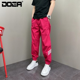 春秋美式 痞帅ins休闲裤 宽松哈伦束脚裤 简约条纹高级男士 时尚 男裤