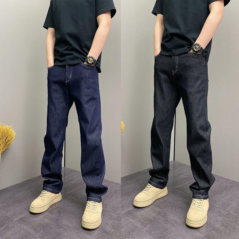 春秋美式休闲高级感痞帅复古原色牛仔裤男直筒宽松通勤百搭阔腿裤