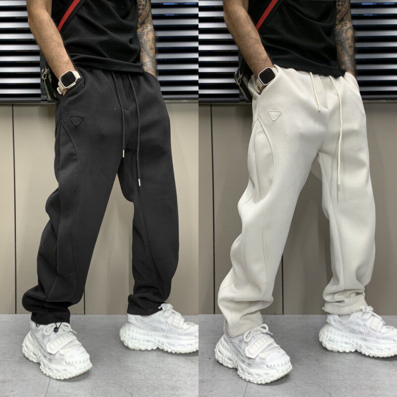 春季新款男士休闲裤立体裁剪宽松痞帅潮流百搭松紧卫裤修身直筒裤