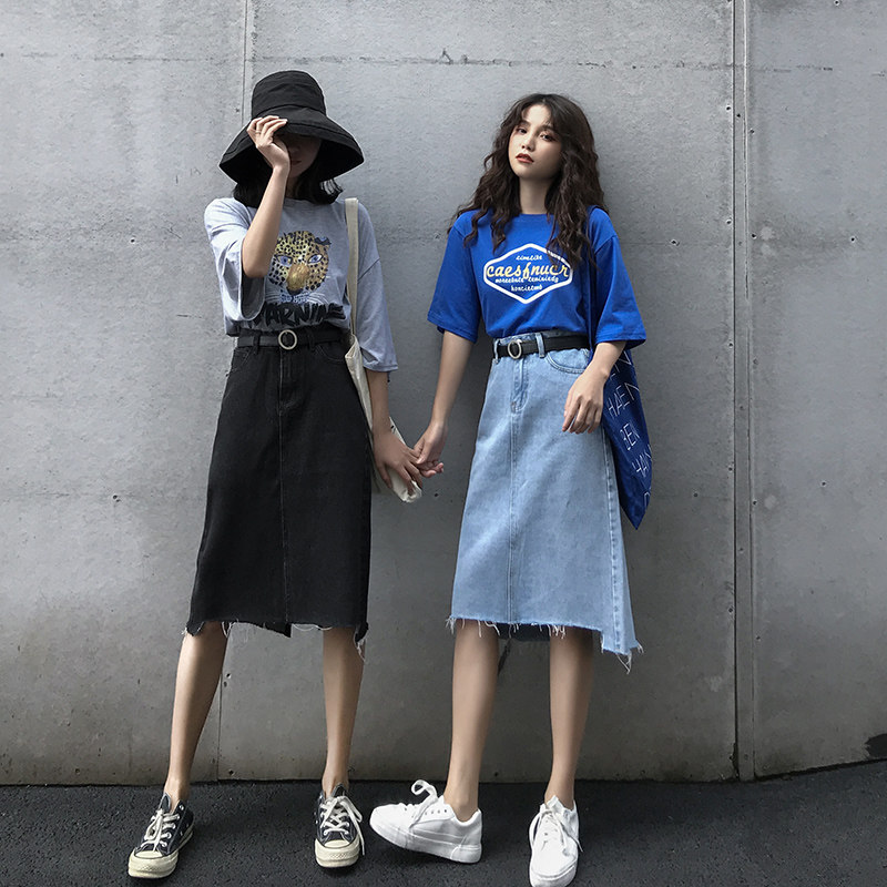 Irregular Flash Denim skirt Short skirt 2019 summer new pattern Easy Paige Mid length version skirtin the Women's clothing/Boutique , Skirts  category - from Buy2taobao.com to provide professional Taobao agent buy service