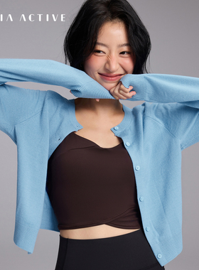 小圆领微宽松针织开衫健身运动外套瑜伽上衣女MAIAACTIVE 53KN02