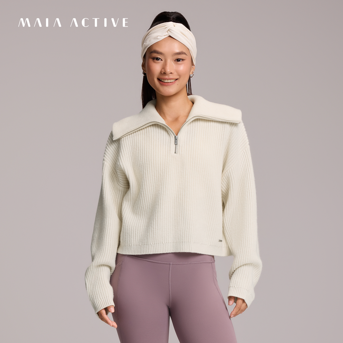 羊毛套头半拉链针织衫运动休闲保暖瑜伽上衣MAIAACTIVE 61KN05