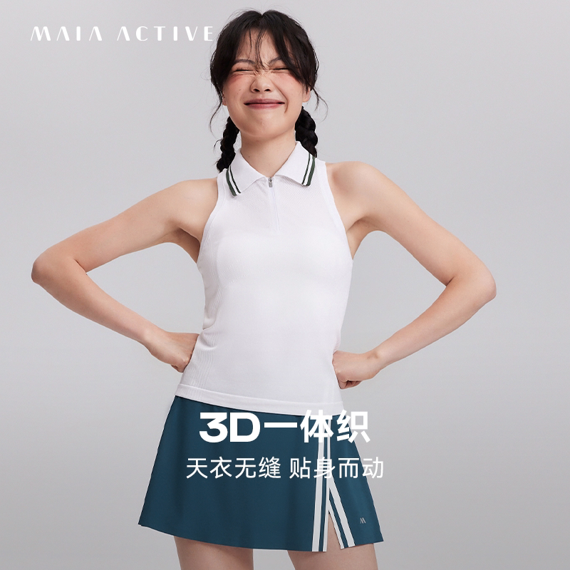 3D一体织POLO领运动健身透气网球T恤瑜伽背心女MAIAACT