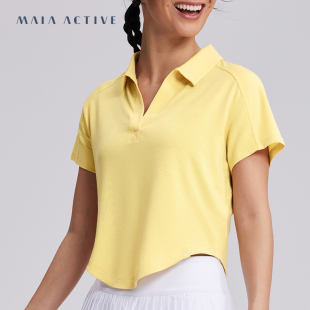 TS072 休闲运动瑜伽T恤上衣女MAIAACTIVE POLO领 干爽透气宽松短袖