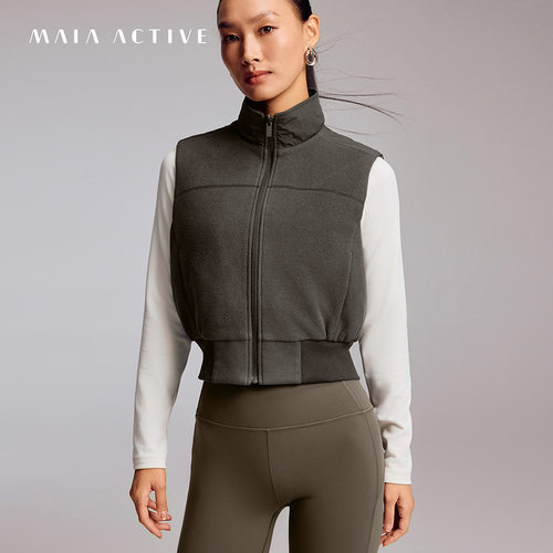 摇粒绒拼接双面两穿设计感小立领休闲棉服背心MAIAACTIVE 64CT02
