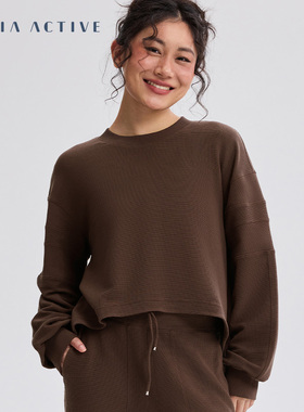 肌理套头卫衣含TENCEL莱赛尔宽松及腰瑜伽上衣 MAIAACTIVE SW01