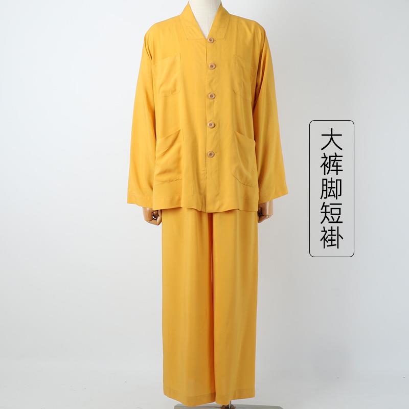 新款僧服短褂夏季纯棉免绑腿薄款绵绸小褂出家人师父僧衣大裤脚短